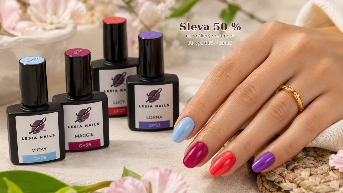 Barevné UV LED gellaky Lesia Nails pro letní nehty 2026 s 50% slevou