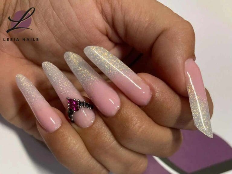 Acrygel Glitter Holo White – holografické třpytivé party nehty Lesia Nails