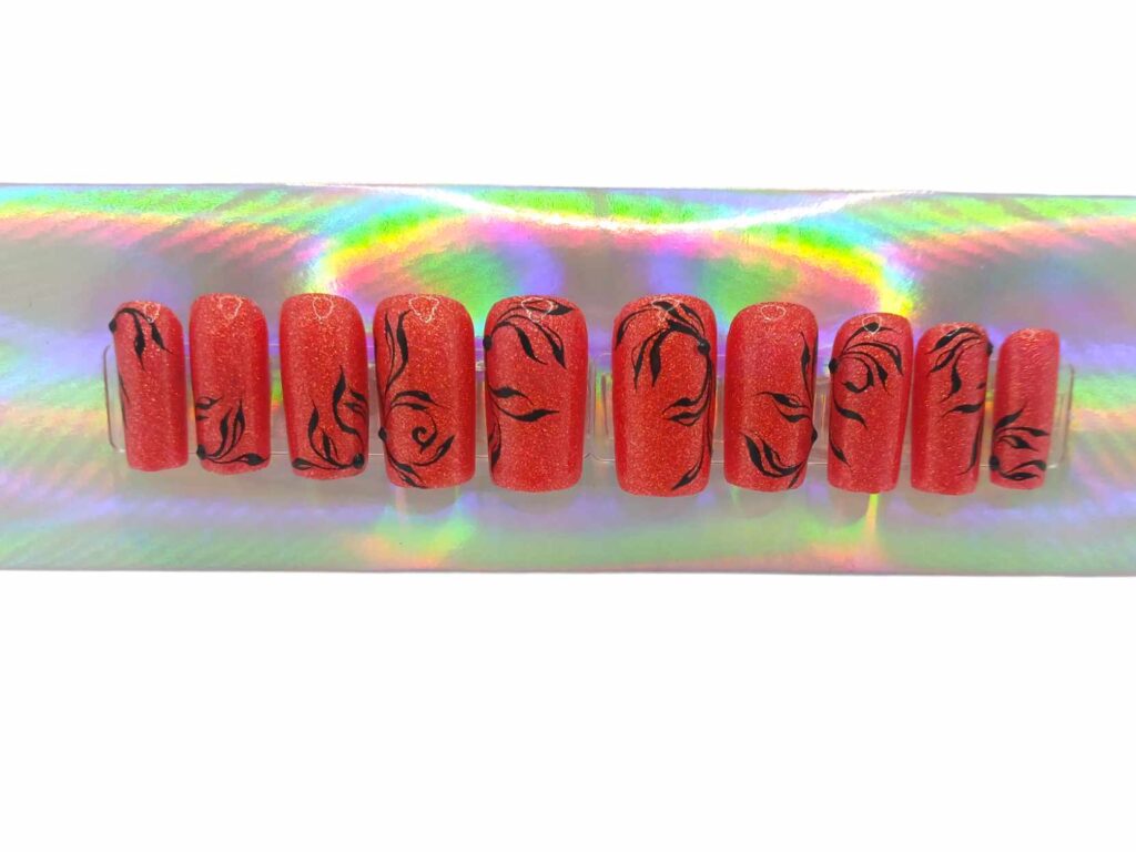 "Orange Queen" Press-On nehty - Square vel. M